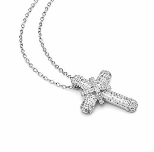 GELATI’S X CROSS DIAMOND PENDANT IN SOLID TITANIUM & 18K VERMEIL GOLD ACCENTS
