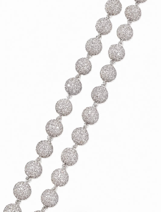 GELATI’S SIGNATURE MICRO PAVE FLAWLESS 10MM DIAMOND BEADS NECKLACE IN SOLID TITANIUM & 18K VERMEIL GOLD INSERTS