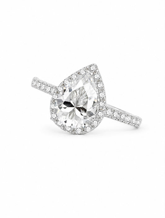 GELATI’S DROPTEAR VVS1 MOISSANITE DIAMOND RING IN STERLING 925 SILVER & VERMEIL GOLD INSERTS