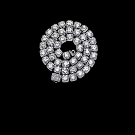 Diamond Cluster Diamond Hybrid Tennis Necklace – Titanium & 18K Vermeil