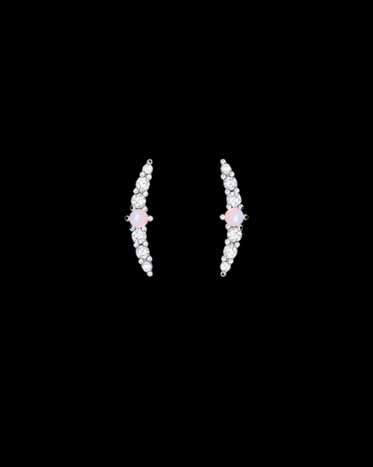 Gelati' Pearl & Moon Shape VVS1 Moissanite Diamond Earrings in 925 Silver