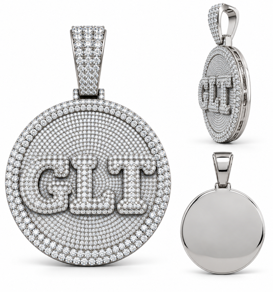 GELATI Custom Pavé Medallion Pendant | VS+ High Carbon Diamonds | 18K Vermeil Gold Inlay