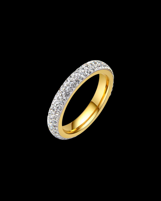 Gelati's 4MM Micro Pave Carbon Diamonds Titanium & Vermeil 18k Layers Infinity Band