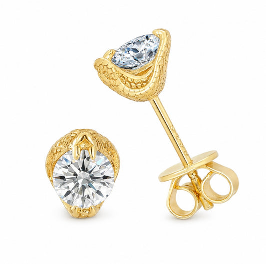 GELATI’S VVS1 MOISSANITE DIAMOND SNAKE STUD EARRINGS IN 925 STERLING SILVER & 18K VERMEIL GOLD