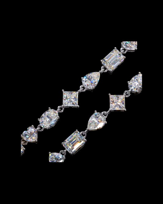 Gelati's Bespoke Multi Cut VVS1 Diamond Pear & Baguette Cut Tennis Bracelet in 925 Silver & 18k Vermeil Gold