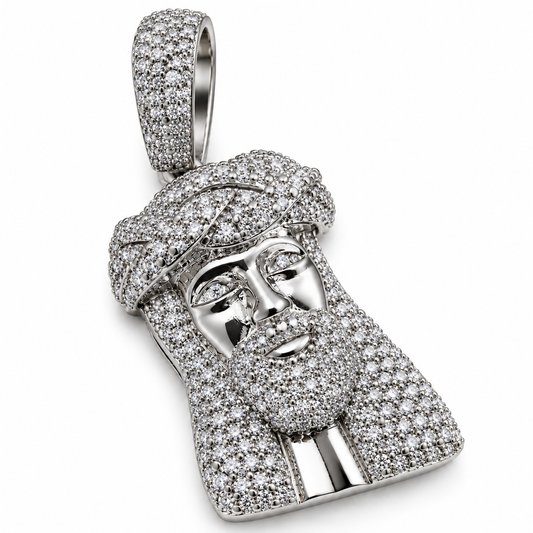 GELATI CLASSIC 925 SILVER JESUS PIECE |DVVS1 MOISSANITE DIAMOND PENDANT NECKLACE