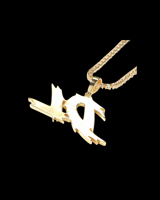 Gelati Custom Spiked Frame Diamond Pendant in Solid Titanium & 18k Vermeil Gold + Free 925 Silver Rope Chain