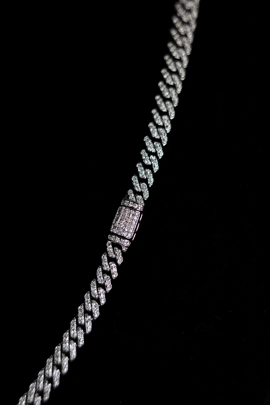 Gelati's Bespoke 7MM Miami Prongue FL-IF 20CT Lab Moissanite Diamond Cuban Chain In Solid 925 Sterling Silver & 18k Vermeil Gold