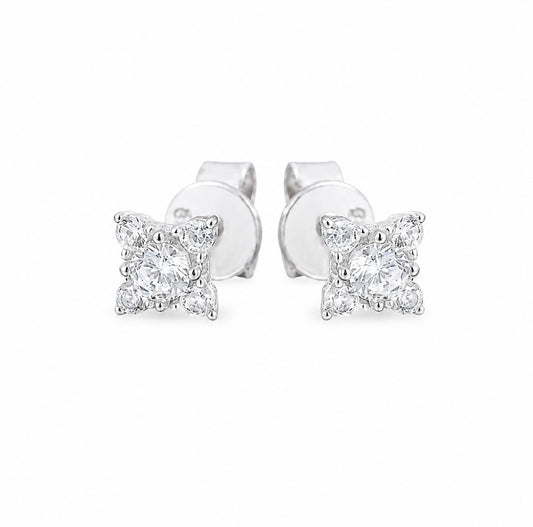 GELATI’S VVS1 STARLIGHT DIAMOND EARRINGS IN SOLID 925 STERLING SILVER & 18K VERMEIL GOLD INLAY