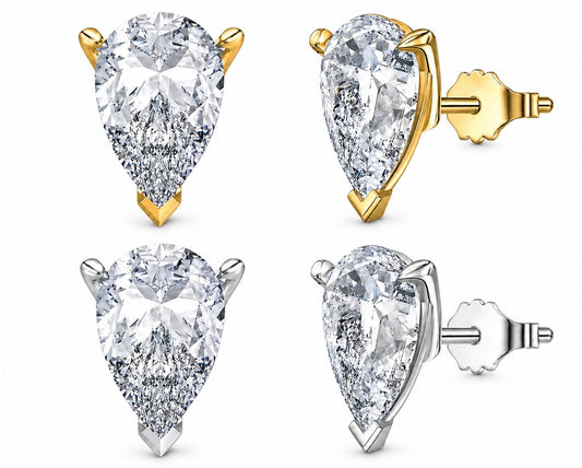 TEARS OF ICE PEAR CUT 1.5 CTW DIAMOND EARRINGS – 925 SILVER & 18K VERMEIL