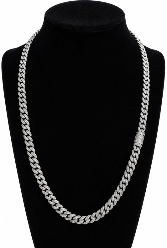 NOVA MIAMI PRONG CUBAN CHAIN – 20CT FL–IF MOISSANITE, 925 SILVER & 18K VERMEIL