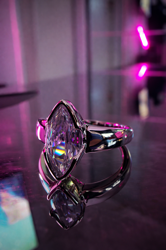 Gelati's Diamond Touch Marquise Cut 3Ctw DVVS1 Lab Moissanite Eternity Ring in solid 925 Sterling Silver & Vermeil Platinum Layer