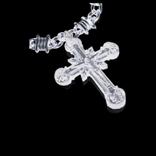 Gelati Noire Diamond Acrylic Barbed Wire Infinity Cross Necklace