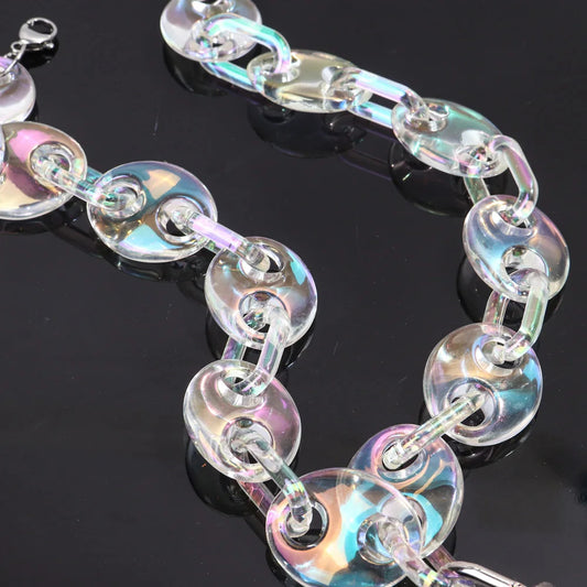 Gelati Acrylic Diamond Gucci Link Independent Cross Necklace