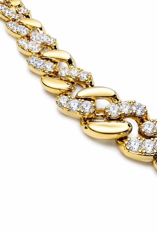 GELATI’S HYBRID CARBON DIAMONDS TWO TONE CUBAN NECKLACE IN TITANIUM & 18K VERMEIL GOLD