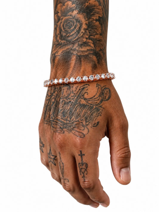 “LA PUNIZIONE” SPIKED DIAMONDS™ FL-IF D/F LAB MOISSANITE TENNIS BRACELET – 18K VERMEIL GOLD & 925 STERLING SILVER