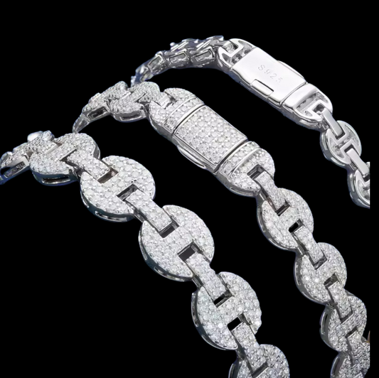 Gelati's 6MM Gucci Link VVS1 Diamond Bracelet in solid 925 Sterling Silver & 18k Vermeil Gold