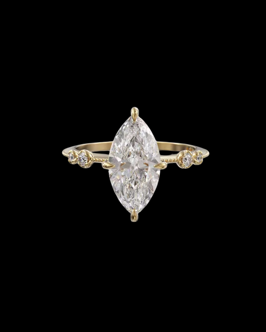 Gelati's Bespoke Marquise VVS1/CB Diamond Ring In solid 925 Silver & 18 Vermeil Gold Inserts