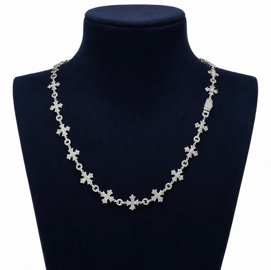 INDEPENDENT CROSS-LINK NECKLACE – FL–IF/CB DIAMONDS, 925 SILVER & 18K VERMEIL
