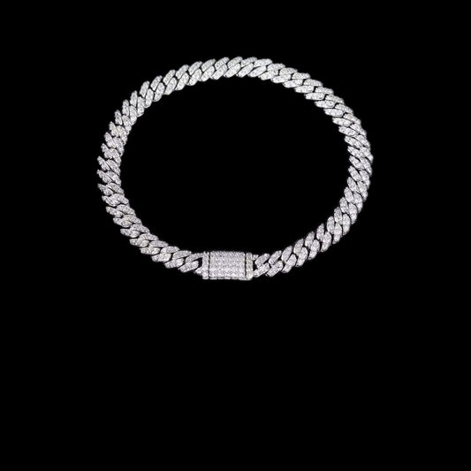 Gelati's Ultra Thin Titanium Steel 6MM Diamond Cuban Bracelet with 18k Vermeil Gold Inserts