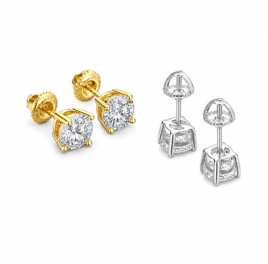GELATI’S VVS1 MOISSANITE DIAMOND “ICE LOCK” EARRINGS WITH 18K VERMEIL GOLD INSERTS