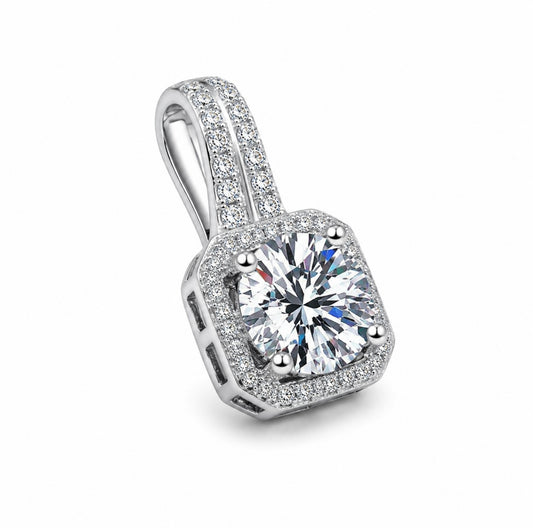 GELATI’S SQUARE CUT DIAMOND NECKLACE & PENDANT IN 925 SILVER & VVS1 MOISSANITE DIAMONDS
