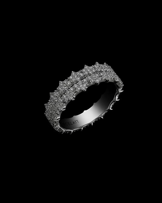 Gelati's Pentagram 3CT VVS1 Diamond Ring In Solid 925 Silver & 18k Vermeil Gold Inlay