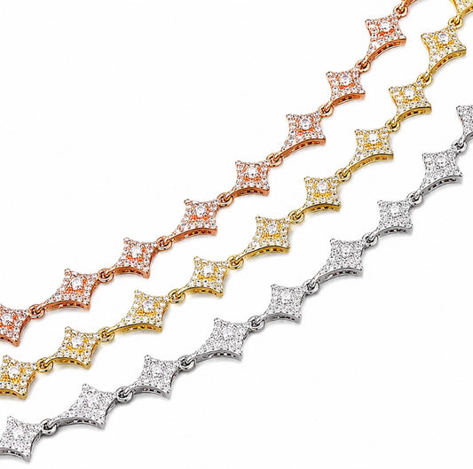 GELATI’S STARCHAIN LINK 8MM BESPOKE 925 STERLING SILVER & 18K VERMEIL GOLD NECKLACE CB / IF–FL LAB MOISSANITE DIAMONDS