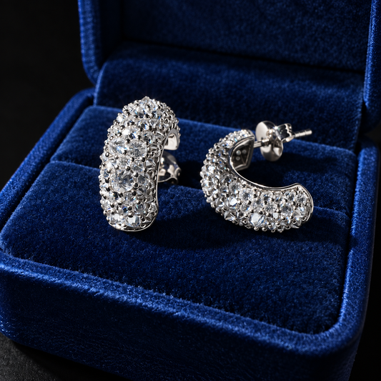 GELATI LIMITED | LOOP SPIKED DIAMONDS METEORIC EARRINGS - FL-IF LAB MOISSANITE DIAMONDS | 925 Sterling Silver | 18K Vermeil Gold