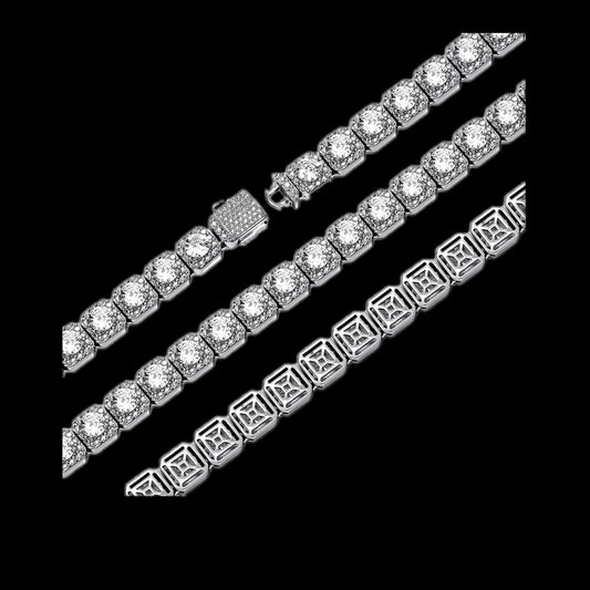 Gelati's Titanium Clustered Hybrid Cut Diamond Tennis Necklace with 18k Vermeil Gold Inserts