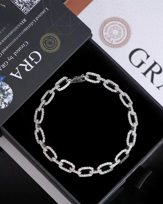 Gelati's Exclusive VVS1 Chain-Link Diamond Bracelet in 925 Silver & 18k Vermeil Gold