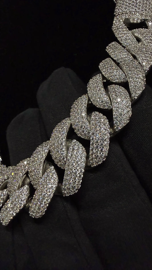GELATI Colossus 20MM Diamond Cuban Moon Link Chain | FL-IF Flawless Moissanite |18K Vermeil Gold