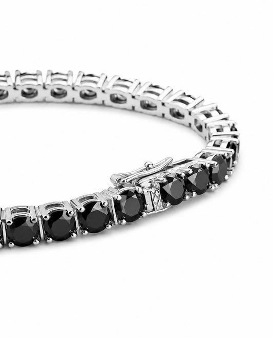 GELATI’S ONYX BLACK D- VVS1 LAB MOISSANITE 3EX DIAMOND BRACELET IN 925 SILVER & 18K VERMEIL WHITE GOLD