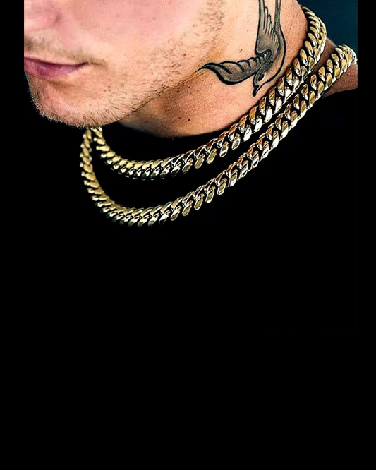 Gelati's 8MM Plain Lobster Lock 18k Vermeil Gold & Solid Titanium Miami Curb Cuban Chain