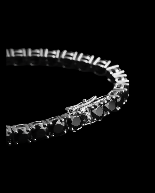 Gelati's Onyx Black VVS1 Diamond Bracelet in 925 Silver & 18k Vermeil Gold