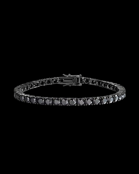 Gelati's Onyx Black D- VVS1 Lab Moissanite 3EX Diamond Bracelet in 925 Silver & 18k Vermeil White Gold