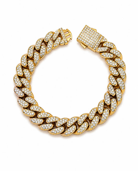CLASSIC MIAMI CURB BRACELET – CARBON DIAMONDS, TITANIUM & 18K VERMEIL