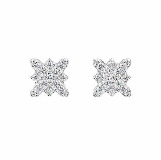 GELATI’S VVS1 X SHAPE EARRINGS IN SOLID 925 STERLING SILVER & 18K VERMEIL GOLD INLAY