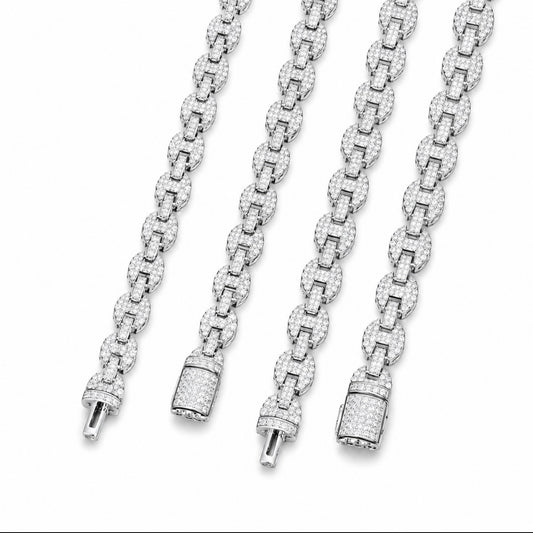 GUCCI LINK NECKLACE – 10CT FL–IF MOISSANITE, 925 SILVER & 18K VERMEIL
