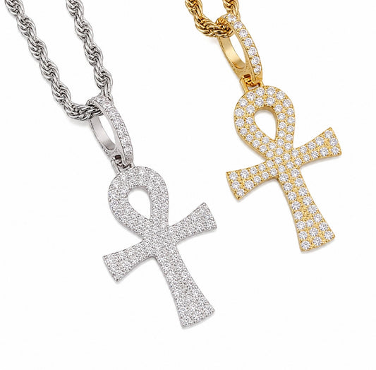GELATI’S EYE OF HORUS ANKH-CROSS DIAMOND PENDANT IN SOLID 925 STERLING SILVER & VVS1 MOISSANITE DIAMONDS