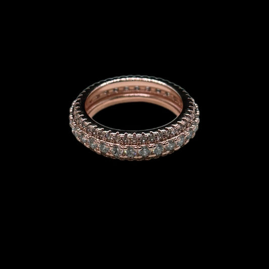 Gelati's Bespoke Tri-Row Prongue Rose Gold Diamond Band & Vermeil 18k Rose Layers