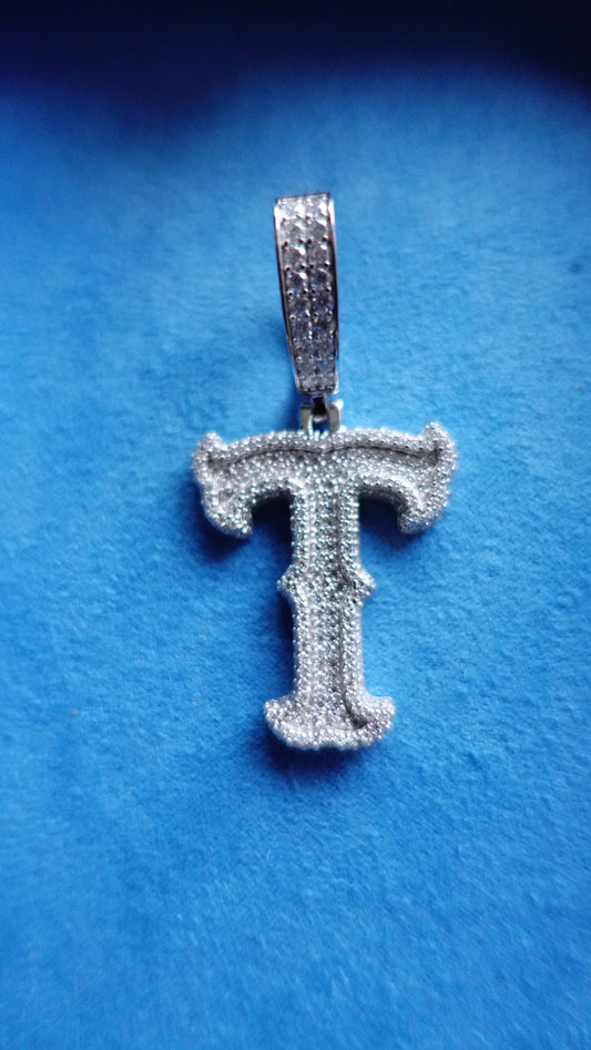 Gelati's Bespoke Custom Moissanite Lab Diamond FL-IF Initial Letters In 925 Sterling Silver & 18k Vermeil Gold Inlay