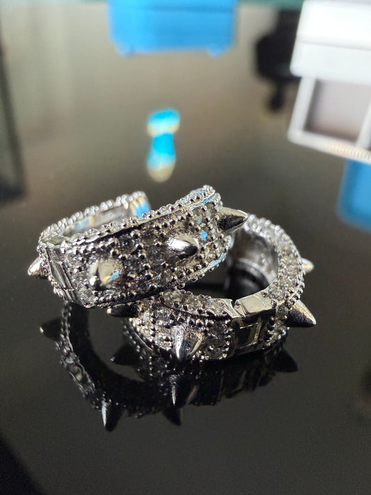 Gelati's Spiked Claw FL-IF Lab Moissanite Diamond Claw Earrings In Solid 925 Sterling Silver & 18K Vermeil Gold