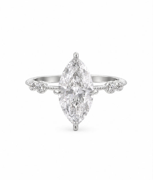 GELATI’S BESPOKE MARQUISE VVS1/CB DIAMOND RING IN SOLID 925 SILVER & 18 VERMEIL GOLD INSERTS