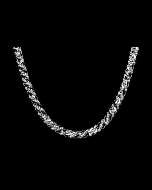 Gelati's Hybrid Carbon Diamonds Two Tone Cuban Necklace in Titanium & 18K Vermeil Gold