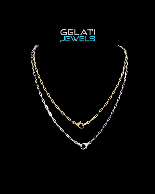 Gelati's Lock Link Carbon Diamond & 925 Sterling Silver Pendant Necklace with 18k Vermeil Gold Accents
