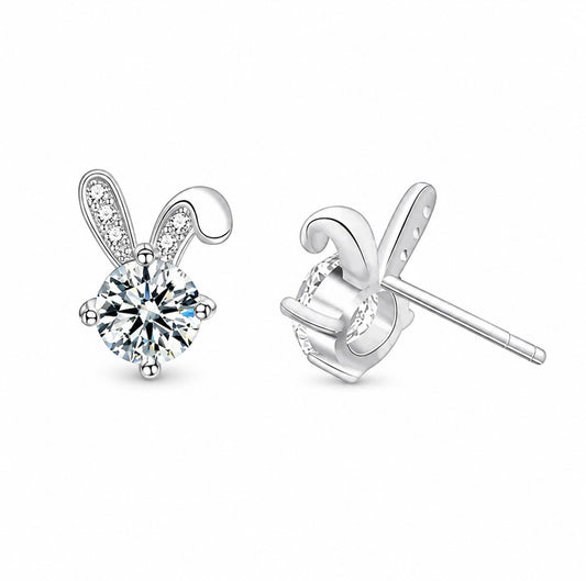 GELATI’S “SNOWBUNNY” VVS1 MOISSANITE DIAMOND EARRINGS IN 925 SILVER