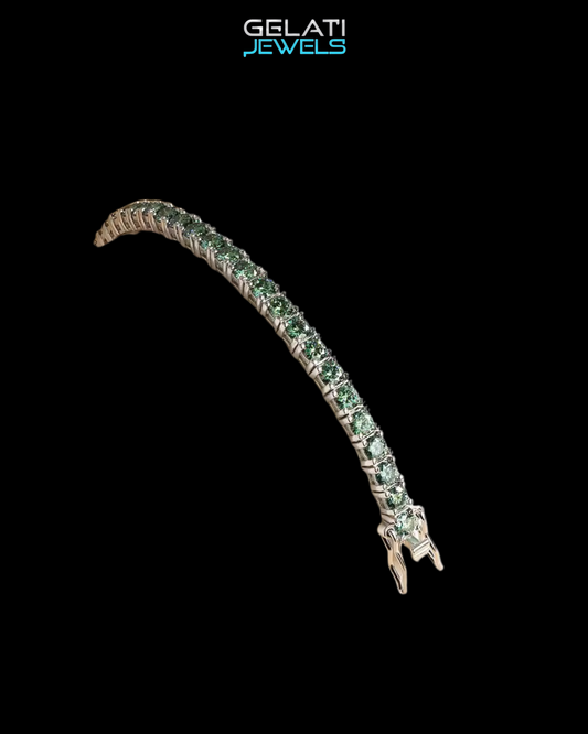 Gelati's Bracciale in Emerald Green VVS1 Diamond Bracelet Solid 925 Silver & 18k Vermeil Gold