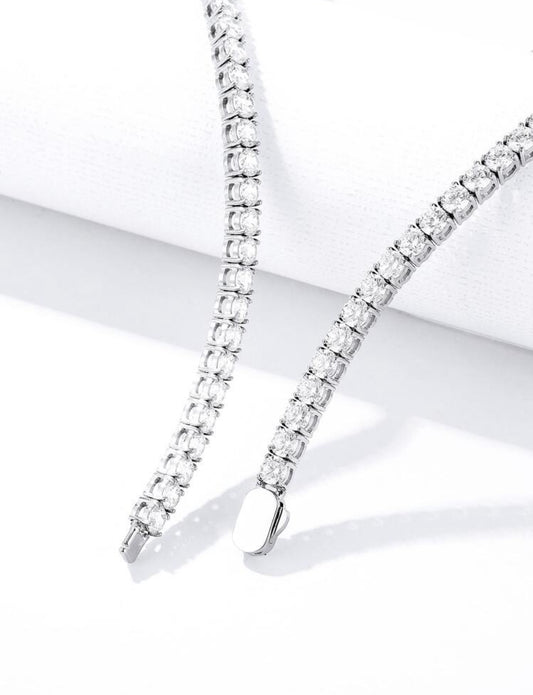 Gelati's 925 Silver & Solid Titanium With 18k Vermeil Gold Inserts "Sottozero" 5mm Flawless Tennis Necklace - Carbon Synthetic Diamonds