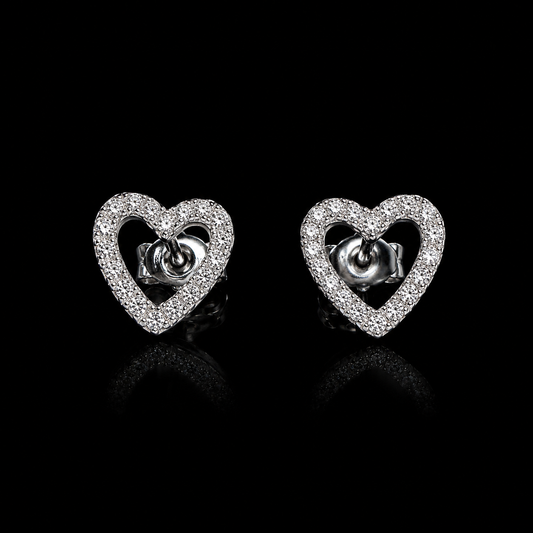 Gelati Halo Hollow Heart Earrings – FL/IF Lab Moissanite | 925 Silver & 18k Vermeil Gold